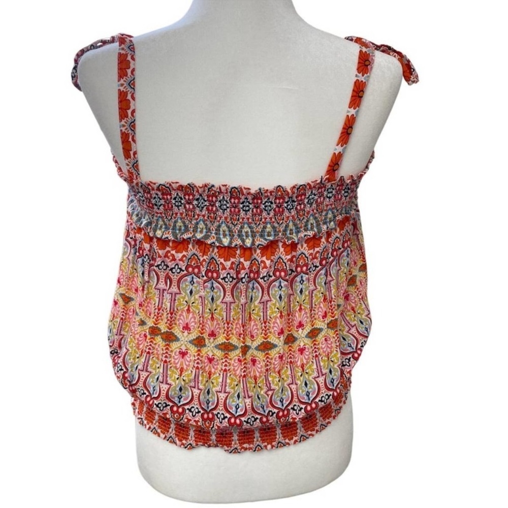 Rachel Zoe Red Smocked Tie Front Tank Top - Picture 10 of 11